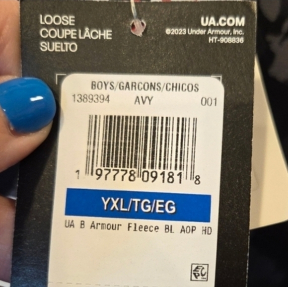 Under Armour Boys' Armour Fleece Camo Hoodie Youth XL Black Gray Activewear - Picture 6 of 7